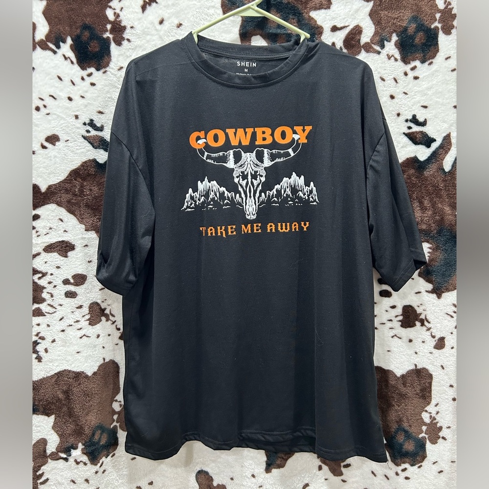 Oversized Black Cowboy Tee